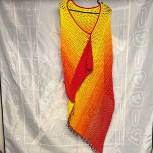 Colorful Gradient Crochet Poncho